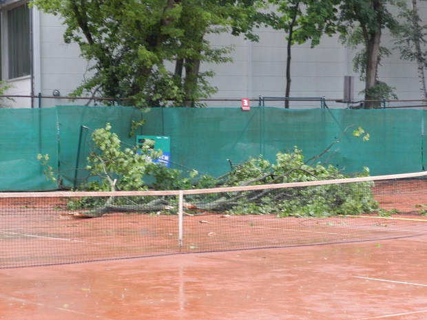 Ураган в Берлине Дерево упало на теннисный корт видео